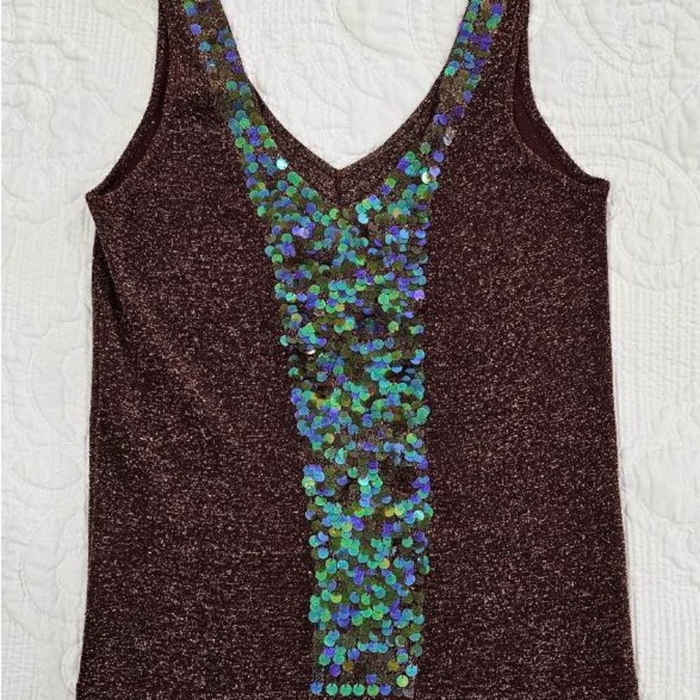 Necessary Objects Red Sequin Sleeveless Tank Top - image 1